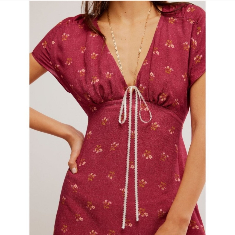 Free People Everyone's Favorite Mini Dress Earth Red Combo Small - Picture 4 of 10
